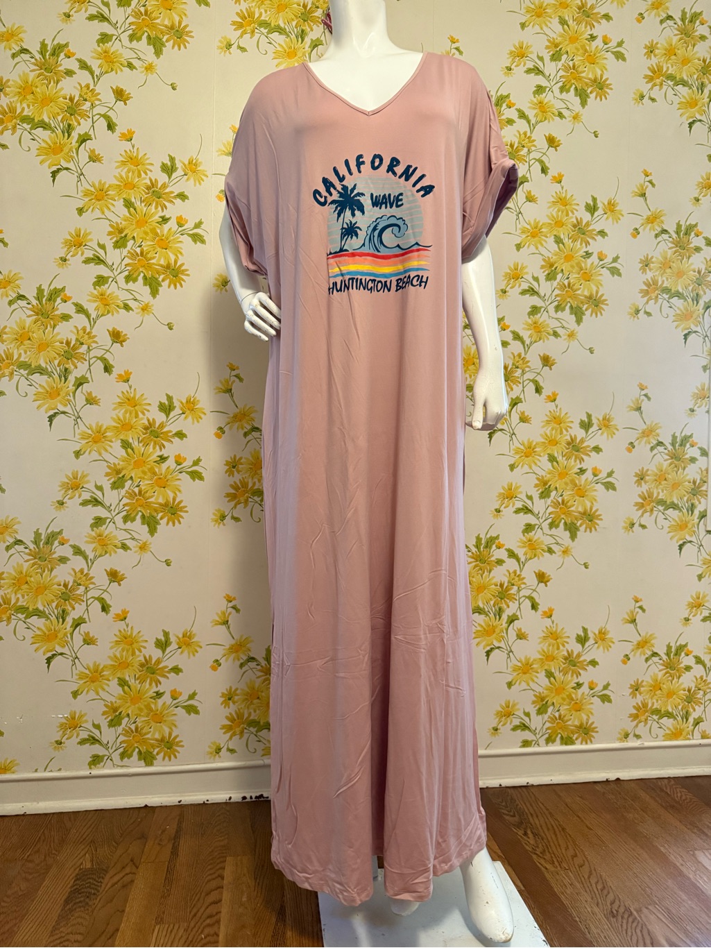 Pink California Wave Maxi Dress Size 3xl